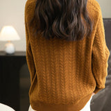 Chanyarn Women's Crew Neck 100% Merino Wool Sweater 2025 Otoño Invierno Cable Vintage Capas de manga larga cálida