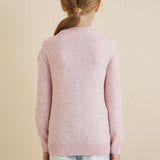 Chanyarn Girls 100% Merino Wool Sweater 2025 Fall Winter Kids Solid Crew Neck Warm Soft Long Sleeve Knit Pullover Jumper