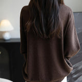 Women's Merino Wool Blend Oversized Sweater 2025 Fall Winter Fashion Mock Neck Batwing Sleeve Knit Pullover Sweater
