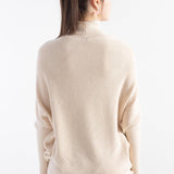 Women's Merino Wool Blend Oversized Sweater 2025 Fall Winter Trendy Turtleneck Batwing Sleeve Knit Pullover Sweater
