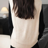 Women's 100% Merino Wool Sweater Vest 2025 Fall Winter V Neck Button Down Sleeveless Cable Knit Sweater Vest