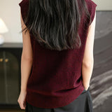 Women's 100% Merino Wool Spring Fall Winter First-Line Ready to Wear Mock Neck Seamless Knit Sleeveless Sweater Vest