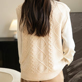Women's 100% Merino Wool Sweater Vest 2025 Fall Winter Crew Neck Button Down Sleeveless Cable Knit Sweater Vest