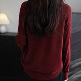 Women's Merino Wool Cardigan Crew Neck Fall Winter Long Sleeve First-Line Ready to Wear Seamless Knit Cardigan