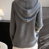 Women's Merino Wool Hoodies 2025 Fall Winter Casual Crewneck Sweatshirt Long Sleeve Knitted Sweater with Drawstring