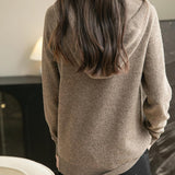 Felpa con tasca a maniche lunghe in lana merino al 100% da donna 2025 inverno calda morbida a manica lunga a maglia con tasca