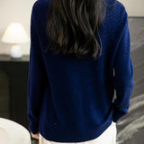 Women's 100% Merino Wool 2025 Fall Winter Crewneck First-Line Ready to Wear Long Sleeve Seamless Knit Sweater