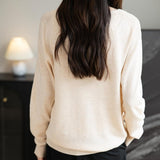Women's Merino Wool Cardigan V-Neck Fall Winter Long Sleeve First-Line Ready to Wear Seamless Knit Cardigan