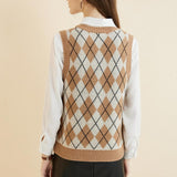 Giubbotto da maglione da donna al 100% da donna 2025 Diamond inverno autunno V Glet maglione a maglia senza maniche
