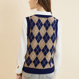 Giubbotto da maglione da donna al 100% da donna 2025 Diamond inverno autunno V Glet maglione a maglia senza maniche