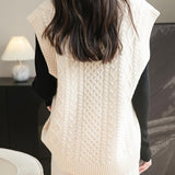 Chanyarn Women's 100% Merino Wool Sweater Vest 2025 Fall Winter Classic V Neck Cable Sleeveless Knit Sweater Tank Tops