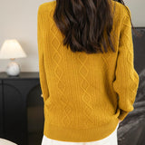 Suéter de lana 100% merino de chanyarn femenino 2025 otoño invierno Básico Básico Cable de manga larga Cabina de manga larga Sétero de cable de punto