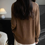 Women's Merino Wool Blend Cardigan 2025 Fall Winter Casual Mock Neck Long Sleeve Knit Cardigan with Buttons