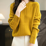 Chanyarn Women's Crew Neck 100% Merino Wool Sweater 2025 Otoño Invierno Cable Vintage Capas de manga larga cálida