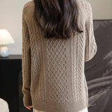 Chanyarn Women's 100% Merino Wool Turtleneck Sweater 2025 Fall Winter Vintage Cable Warm Soft Long Sleeve Knit Sweater