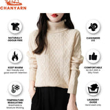 Chanyarn Pull à col roulé à col roulé à la laine de laine 100% pour femmes 2025 Hiver d'hiver Câble vintage décontracté pull à manches longues