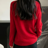 Women's 100% Merino Wool 2025 Fall Winter Crewneck First-Line Ready to Wear Long Sleeve Seamless Knit Sweater