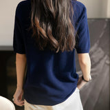 Women's Turtleneck 100% Merino Wool Spring Fall Winter First-Line Ready to Wear Seamless Knit Short Sleeve Sweater