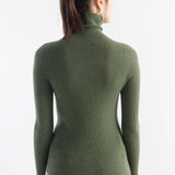 Women's Merino Wool Sweater Fall Winter Turtleneck Rib Long Sleeve First-Line Ready to Wear Seamless Knit Sweater