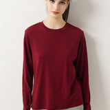 100% Merino Wool Crewneck Long Sleeve Knit Top