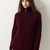 Maglione con zip e collo a lupetto in 100% lana merino