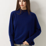 100% Merino Wool Mock Neck Batwing Sweater