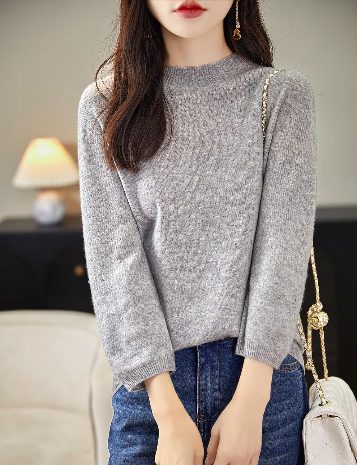 Chanyarn Women's 100% Merino Wool Short Sleeve Sweater Spring Summer Crewneck Lightweight Ribbed Knitted Pullover Tops