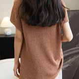 Chanyarn Women's Casual Crewneck Batwing Short Sleeve Sweater 2025 Spring Summer Loose Knitted Pullover Sweater Tops
