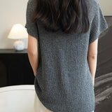 Chanyarn Women's Casual Crewneck Batwing Short Sleeve Sweater 2025 Spring Summer Loose Knitted Pullover Sweater Tops