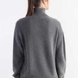 Women's Merino Wool Blend Sweater 2025 Fall Winter Mock Neck Loose Fit Long Sleeve Knit Pullover Sweater