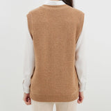 Women's 100% Merino Wool Sweater Vest 2025 Fall Winter V Neck Button Down Sleeveless Cable Knit Sweater Vest