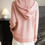 Women's Merino Wool Hoodies 2025 Fall Winter Casual Crewneck Sweatshirt Long Sleeve Knitted Sweater with Drawstring