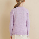 Girls 100% Merino Wool Cardigan 2025 Fall Winter Kids Crew Neck Warm Soft Long Sleeve Knit Cardigan Sweater