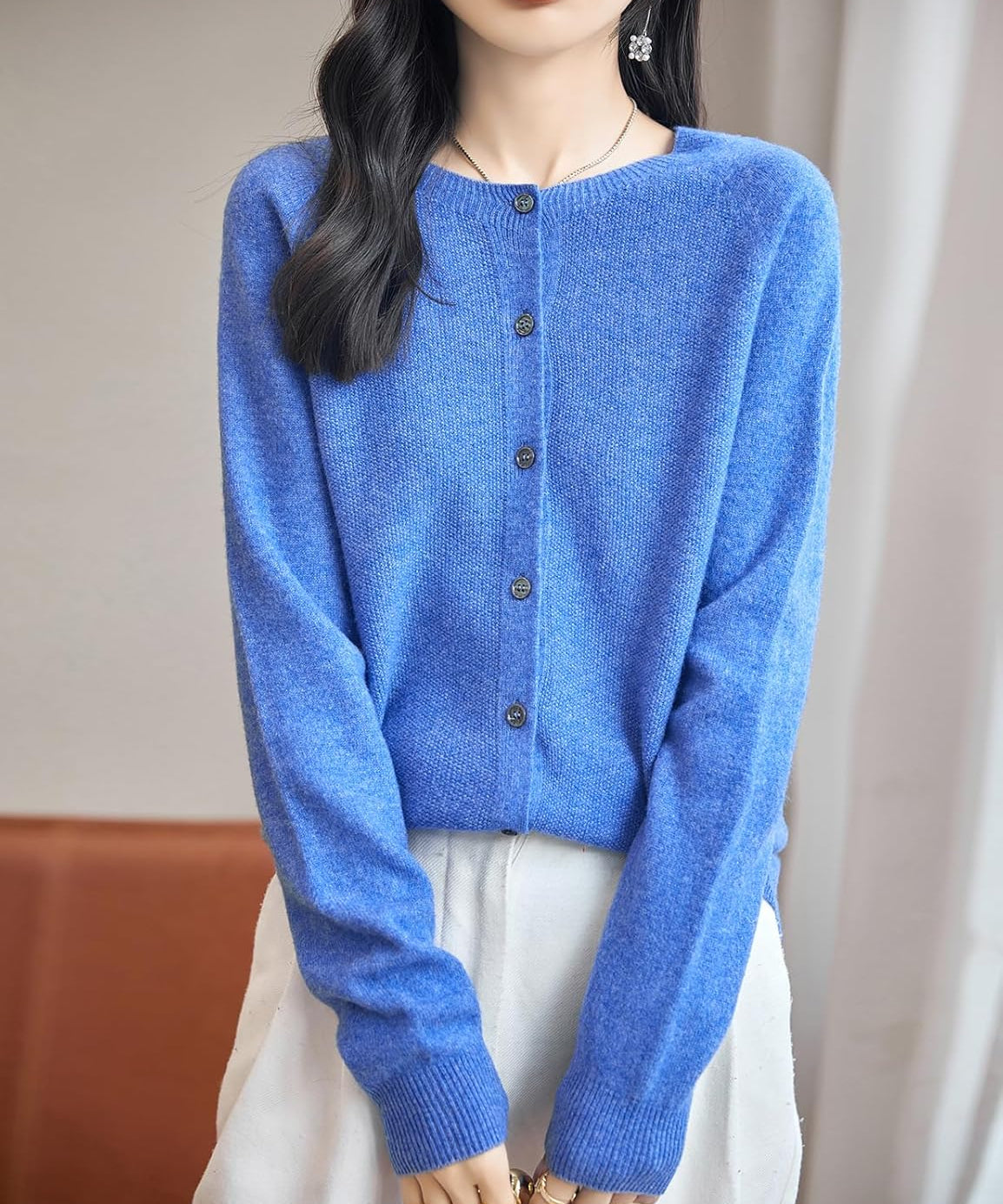 Chanyarn Women's Crewneck 100% Merino Wool Sweater 2025 Spring Fall Solid Long Sleeve Seamless Knitted Cardigan Sweater