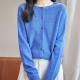 Chanyarn Women's Crewneck 100% Merino Wool Sweater 2025 Spring Fall Solid Long Sleeve Seamless Knitted Cardigan Sweater