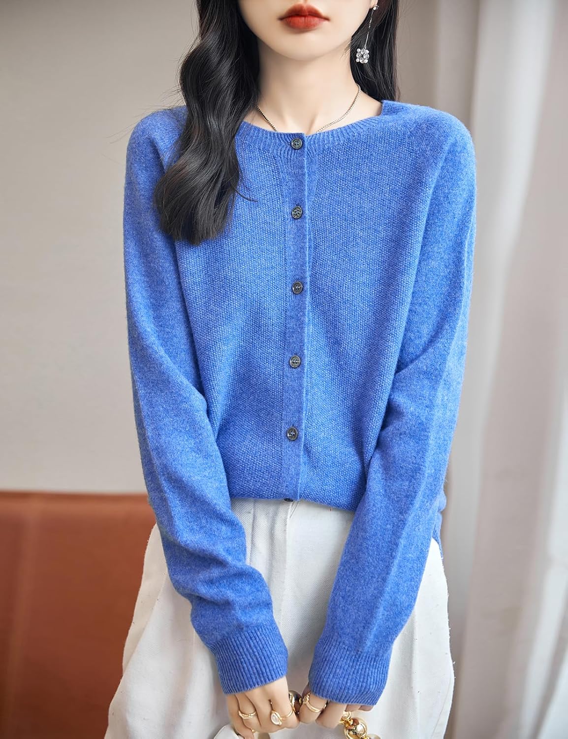Chanyarn Women's Crewneck 100% Merino Wool Sweater 2025 Spring Fall Solid Long Sleeve Seamless Knitted Cardigan Sweater