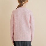 Girls Crew Neck 100% Merino Wool Sweater 2025 Fall Winter Kids Warm Soft Long Sleeve Knitted Pullover Sweater