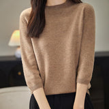 Chanyarn Women's 100% Merino Wool Short Sleeve Sweater Spring Summer Crewneck Lightweight Ribbed Knitted Pullover Tops