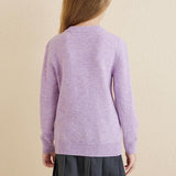 Chanyarn Girls 100% Merino Wool Sweater 2025 Fall Winter Kids Solid Crew Neck Warm Soft Long Sleeve Knit Pullover Jumper