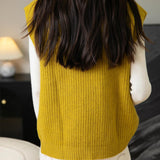 Women's 100% Merino Wool Sweater Vest 2025 Fall Winter Casual Turtleneck Sleeveless Knit Sweater Tank Tops
