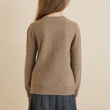 Girls 100% Merino Wool Cardigan 2025 Fall Winter Kids Crew Neck Warm Soft Long Sleeve Knit Cardigan Sweater