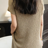 Chanyarn Women's Casual Crewneck Batwing Short Sleeve Sweater 2025 Spring Summer Loose Knitted Pullover Sweater Tops