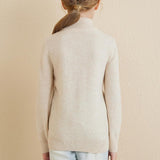 Girls 100% Merino Wool Sweater 2025 Fall Winter Kids Solid Mock Neck Warm Soft Long Sleeve Knit Pullover Jumper