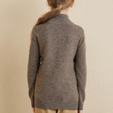Girls 100% Merino Wool Sweater 2025 Fall Winter Kids Solid Mock Neck Warm Soft Long Sleeve Knit Pullover Jumper