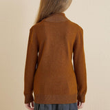 Girls 100% Merino Wool Sweater 2025 Fall Winter Kids Solid Mock Neck Warm Soft Long Sleeve Knit Pullover Jumper