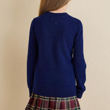 Girls 100% Merino Wool Cardigan 2025 Fall Winter Kids Crew Neck Warm Soft Long Sleeve Knit Cardigan Sweater