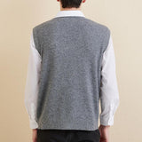 Men's 100% Merino Wool Sweater Vest 2025 Fall Winter Casual Solid V Neck Soft Sleeveless Knitted Sweater Vest