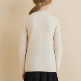 Girls 100% Merino Wool Cardigan 2025 Fall Winter Kids Crew Neck Warm Soft Long Sleeve Knit Cardigan Sweater