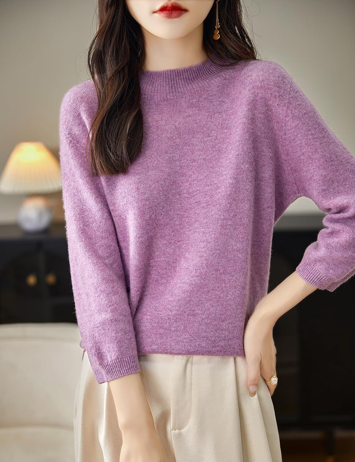 Chanyarn Women's 100% Merino Wool Short Sleeve Sweater Spring Summer Crewneck Lightweight Ribbed Knitted Pullover Tops