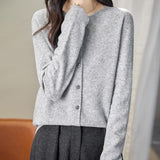 Chanyarn Women's Crewneck 100% Merino Wool Sweater 2025 Spring Fall Solid Long Sleeve Seamless Knitted Cardigan Sweater